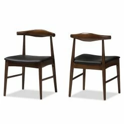 Baxton Studio Mid-Century Walnut Dining Chair 2-piece Set