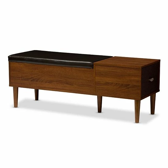 Baxton Studio Merrick Mid-Century Modern Entryway Bench With Shoe Rack 1 Baxton Studio Merrick Mid-Century Modern Entryway Bench With Shoe Rack