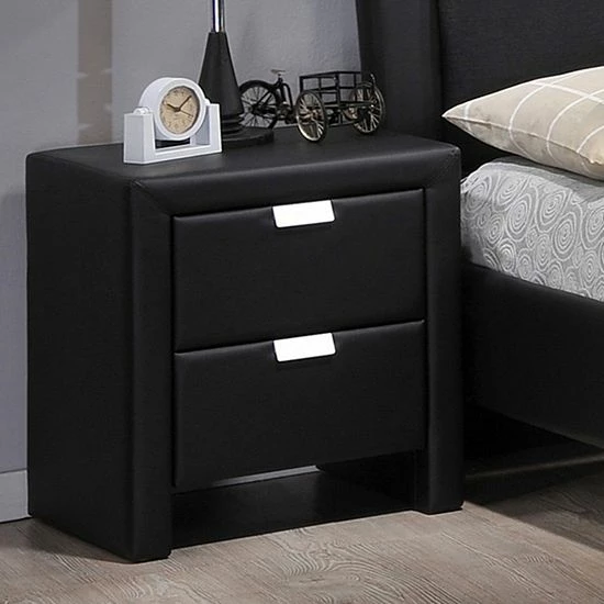 Baxton Studio Frey Upholstered Modern Nightstand Black 2 Baxton Studio Frey Upholstered Modern Nightstand Black - Image 2