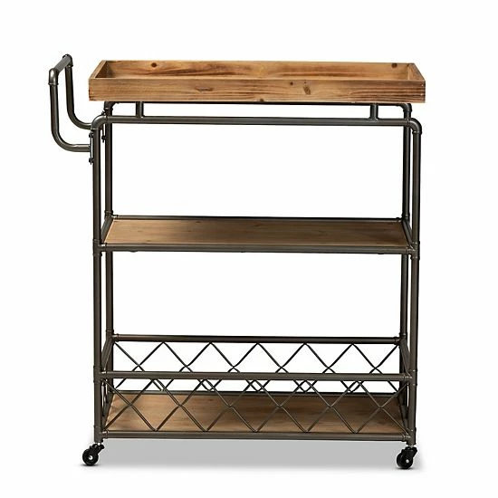 Baxton Studio Amado Trolley Bar Cart 2 Baxton Studio Amado Trolley Bar Cart - Image 2