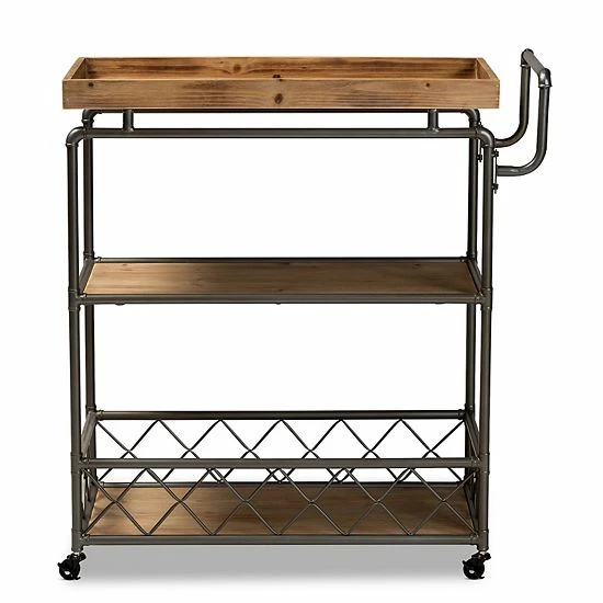 Baxton Studio Amado Trolley Bar Cart 4 Baxton Studio Amado Trolley Bar Cart - Image 4
