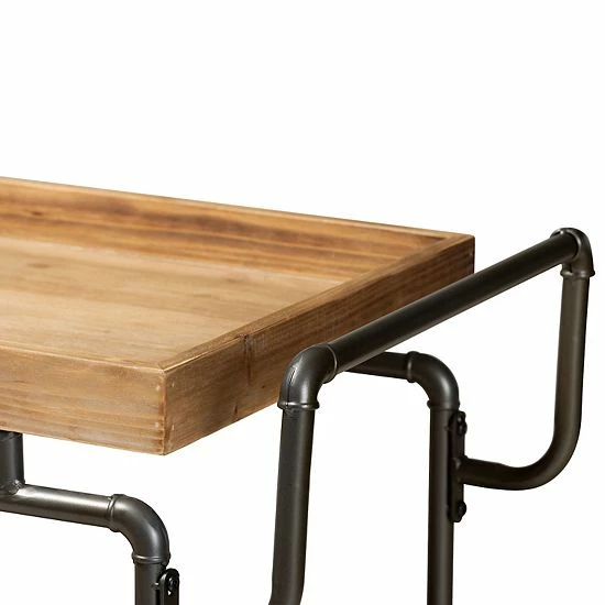 Baxton Studio Amado Trolley Bar Cart 5 Baxton Studio Amado Trolley Bar Cart - Image 5