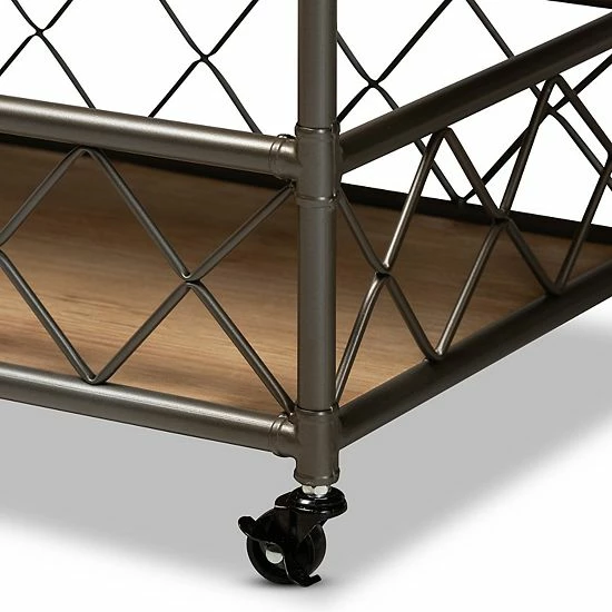 Baxton Studio Amado Trolley Bar Cart 6 Baxton Studio Amado Trolley Bar Cart - Image 6