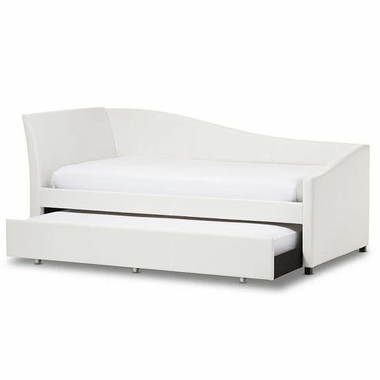 Baxton Studio Vera Faux=Leather Upholstered Curved Twin Daybed & Trundle 3 Baxton Studio Vera Faux=Leather Upholstered Curved Twin Daybed & Trundle - Image 3
