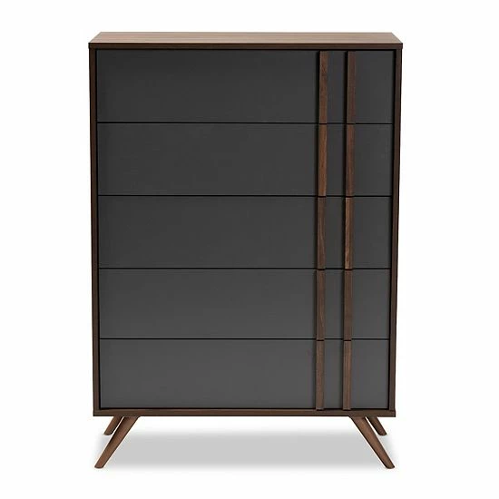 Baxton Studio Naoki 5-Drawer Dresser 4 Baxton Studio Naoki 5-Drawer Dresser - Image 4
