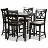 Baxton Studio Chandler Pub Dining Table 5-piece Set Sand Espresso
