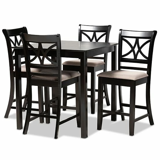Baxton Studio Chandler Pub Dining Table 5-piece Set Sand Espresso 1 Baxton Studio Chandler Pub Dining Table 5-piece Set Sand Espresso