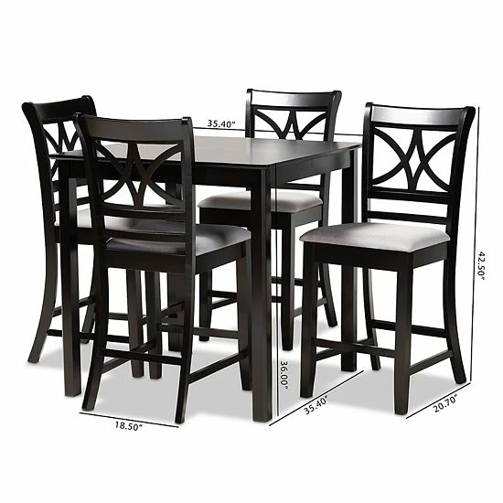 Baxton Studio Chandler Pub Dining Table 5-piece Set Sand Espresso 7 Baxton Studio Chandler Pub Dining Table 5-piece Set Sand Espresso - Image 7