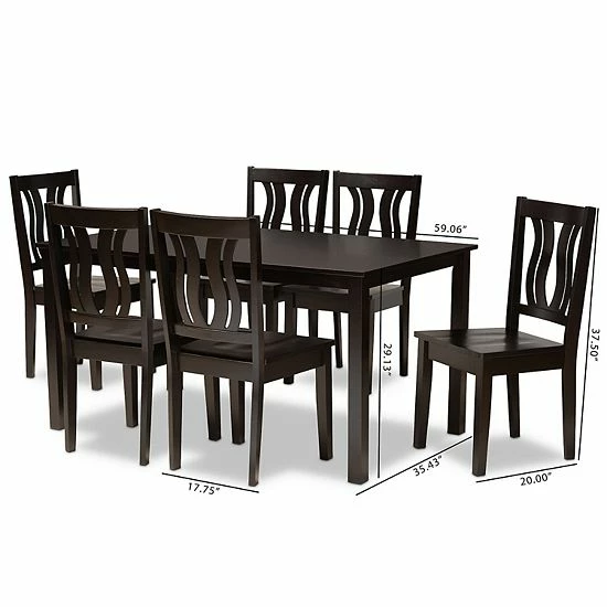 Baxton Studio Zamira Dining 7-piece Set Walnut Brown 7 Baxton Studio Zamira Dining 7-piece Set Walnut Brown - Image 7