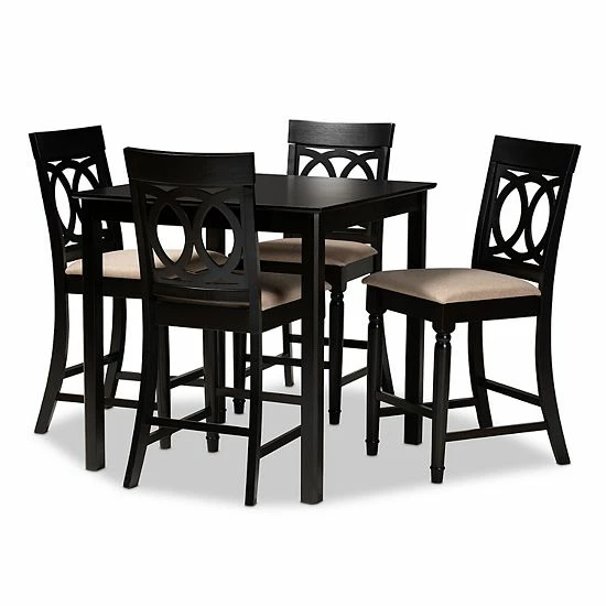 Baxton Studio Verina Pub Table & Stool 5-piece Set Beige 7 Baxton Studio Verina Pub Table & Stool 5-piece Set Beige - Image 7