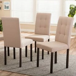 Baxton Studio Andrew II Upholstered Dining Chair 4-piece Set Light Beige