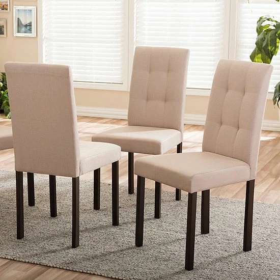 Baxton Studio Andrew II Upholstered Dining Chair 4-piece Set Light Beige 1 Baxton Studio Andrew II Upholstered Dining Chair 4-piece Set Light Beige