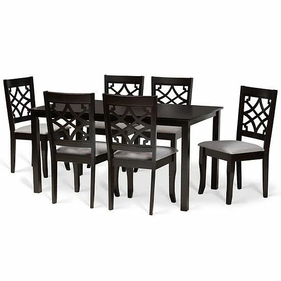 Baxton Studio Mael Dining Table & Chair 7-piece Set 1 Baxton Studio Mael Dining Table & Chair 7-piece Set