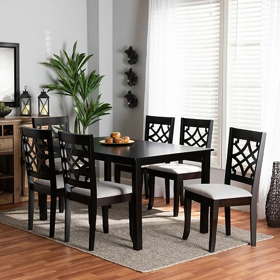 Baxton Studio Mael Dining Table & Chair 7-piece Set 6 Baxton Studio Mael Dining Table & Chair 7-piece Set - Image 6