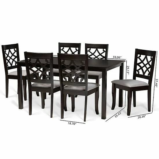 Baxton Studio Mael Dining Table & Chair 7-piece Set 7 Baxton Studio Mael Dining Table & Chair 7-piece Set - Image 7