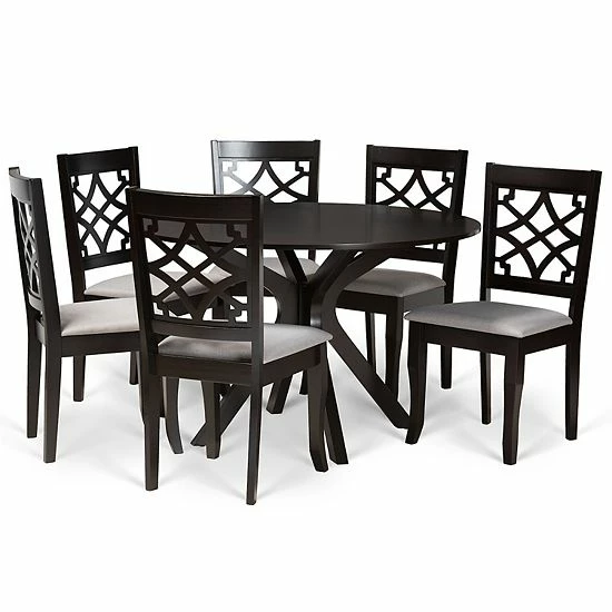Baxton Studio Elena Dining Table & Chair 7-piece Set 1 Baxton Studio Elena Dining Table & Chair 7-piece Set