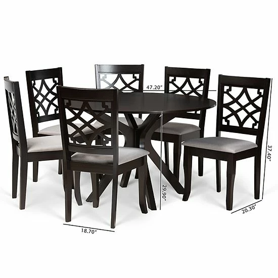 Baxton Studio Elena Dining Table & Chair 7-piece Set 8 Baxton Studio Elena Dining Table & Chair 7-piece Set - Image 8