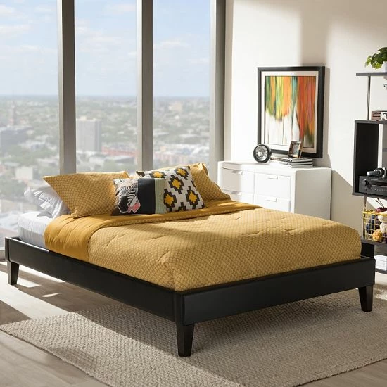 Baxton Studio Lancashire Faux Leather Bed Frame 1 Baxton Studio Lancashire Faux Leather Bed Frame