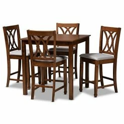 Baxton Studio Reneau Pub Dining Table & Chair 5-piece Set