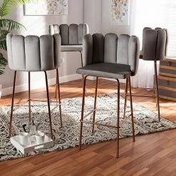 Baxton Studio Kaelin Bar Stool 4-piece Set Gray Rose Gold -Baxton Studio Sales unnamed file 8270