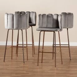 Baxton Studio Kaelin Bar Stool 4-piece Set Gray Rose Gold -Baxton Studio Sales unnamed file 8271