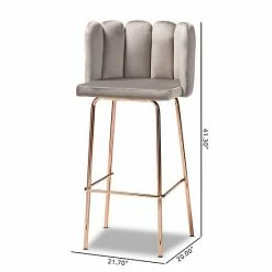 Baxton Studio Kaelin Bar Stool 4-piece Set Gray Rose Gold -Baxton Studio Sales unnamed file 8272