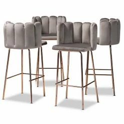 Baxton Studio Kaelin Bar Stool 4-piece Set Gray Rose Gold -Baxton Studio Sales unnamed file 8274
