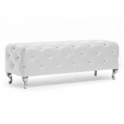 Baxton Studio Stella Crystal Tufted Bench White 5 Baxton Studio Stella Crystal Tufted Bench White -Baxton Studio Sales unnamed file 8296