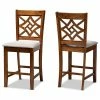 Baxton Studio Nicolette Counter Stool 2-piece Set Gray Walnut Brown