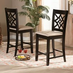 Baxton Studio Nicolette Counter Stool 2-piece Set Gray Walnut Brown -Baxton Studio Sales unnamed file 8302