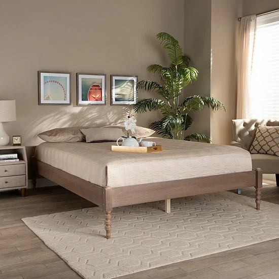 Baxton Studio Cielle Bed Frame Grey 2 Baxton Studio Cielle Bed Frame Grey - Image 2