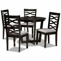 Baxton Studio Leda Gray 5-Piece Dining Set