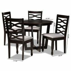 Baxton Studio Leda Gray 5-Piece Dining Set -Baxton Studio Sales unnamed file 8364