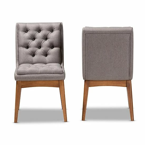 Baxton Studio Makar Dining Chair 2-piece Set Light Gray 3 Baxton Studio Makar Dining Chair 2-piece Set Light Gray - Image 3
