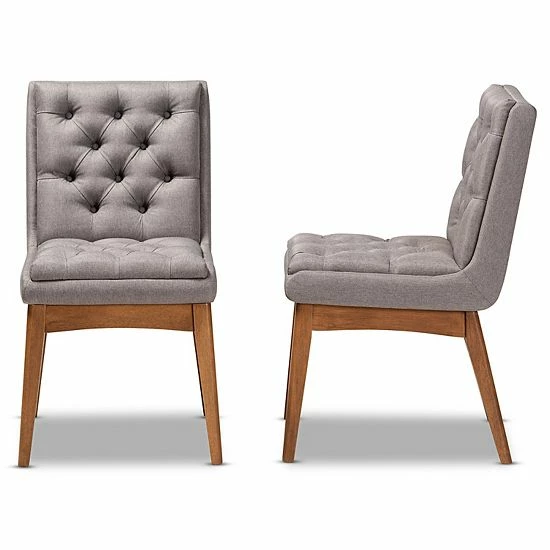 Baxton Studio Makar Dining Chair 2-piece Set Light Gray 4 Baxton Studio Makar Dining Chair 2-piece Set Light Gray - Image 4