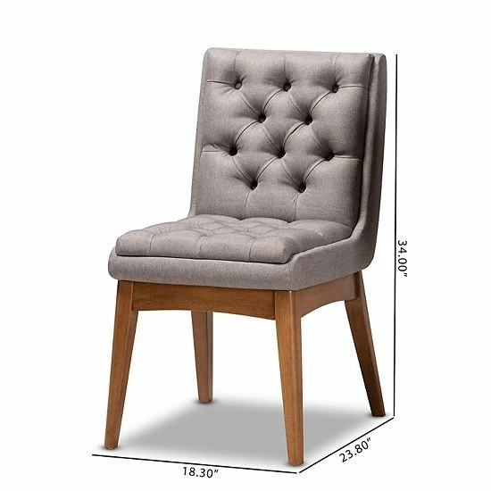 Baxton Studio Makar Dining Chair 2-piece Set Light Gray 6 Baxton Studio Makar Dining Chair 2-piece Set Light Gray - Image 6