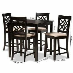 Baxton Studio Nicolette Pub 5-piece Set Gray Walnut Brown -Baxton Studio Sales unnamed file 8399