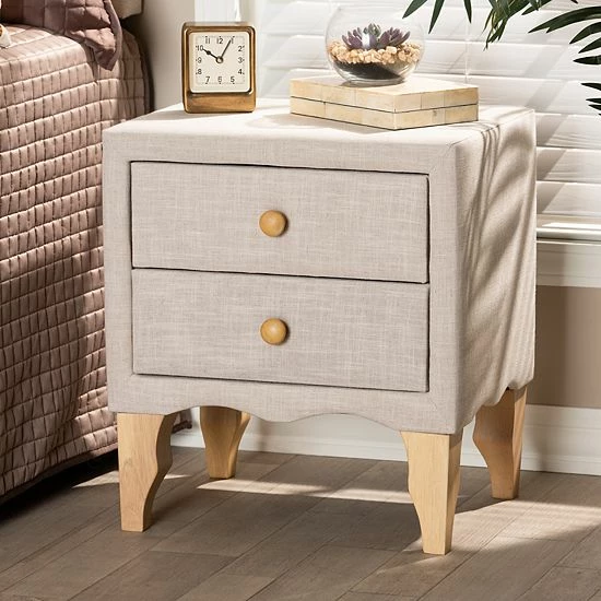 Baxton Studio Artis Nightstand Beige 2 Baxton Studio Artis Nightstand Beige - Image 2