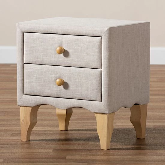Baxton Studio Artis Nightstand Beige 6 Baxton Studio Artis Nightstand Beige - Image 6