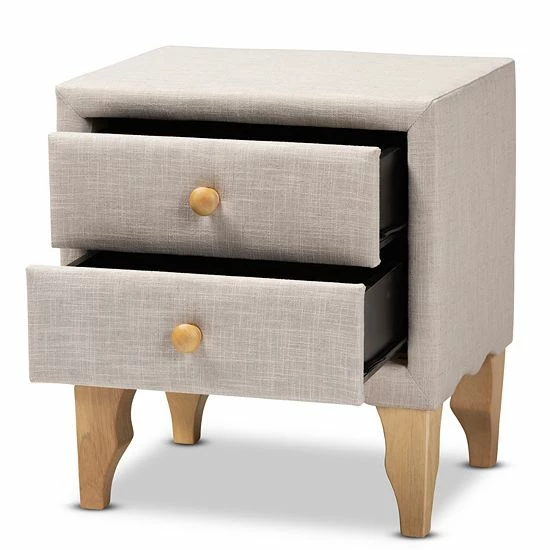 Baxton Studio Artis Nightstand Beige 9 Baxton Studio Artis Nightstand Beige - Image 9