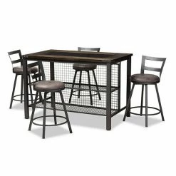 Baxton Studio Arjean Pub Dining Table & Chair 5-piece Set