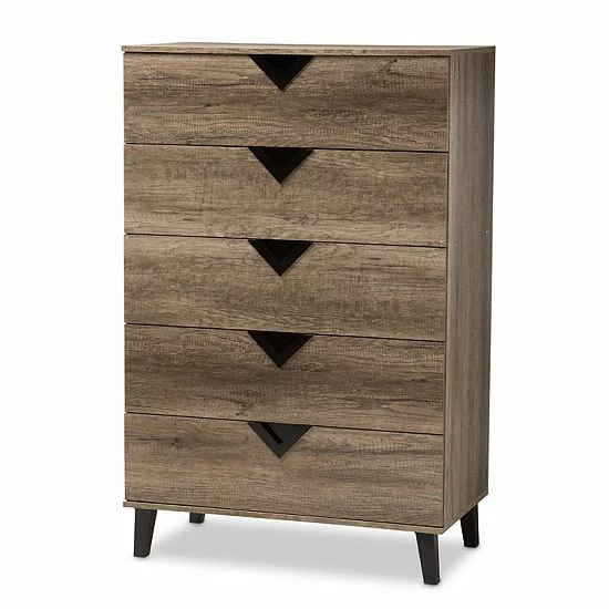 Baxton Studio Modern Brown 5-Drawer Chest 1 Baxton Studio Modern Brown 5-Drawer Chest