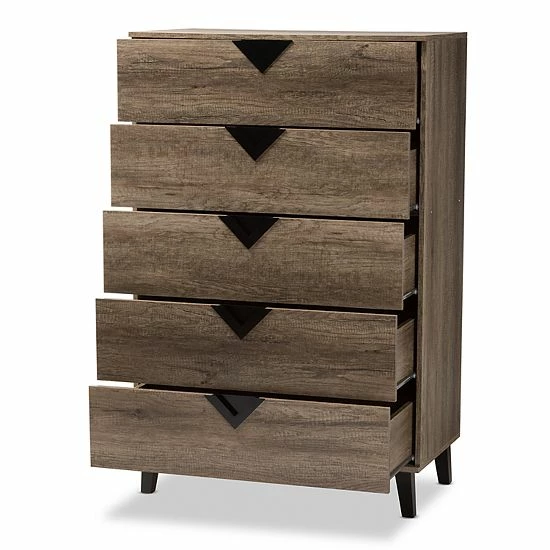 Baxton Studio Modern Brown 5-Drawer Chest 2 Baxton Studio Modern Brown 5-Drawer Chest - Image 2
