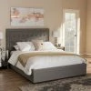 Baxton Studio Taylor Storage Tufted Platform Bed Gray