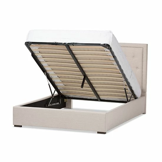 Baxton Studio Taylor Storage Tufted Platform Bed Gray 3 Baxton Studio Taylor Storage Tufted Platform Bed Gray - Image 3