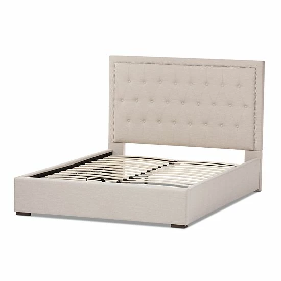 Baxton Studio Taylor Storage Tufted Platform Bed Gray 5 Baxton Studio Taylor Storage Tufted Platform Bed Gray - Image 5