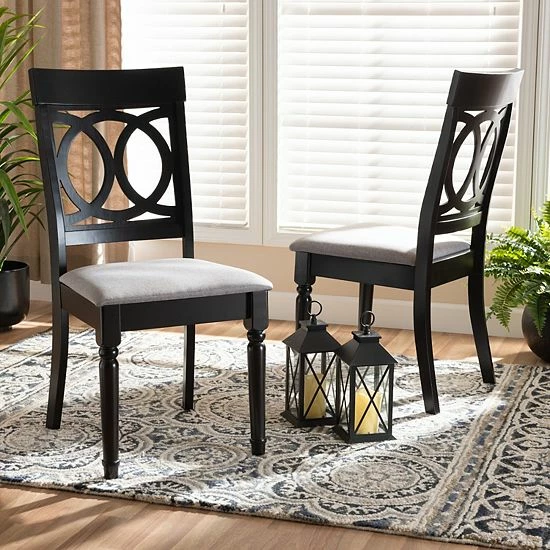 Baxton Studio Lucie Dining Chair 2-piece Set Gray Dark Brown 2 Baxton Studio Lucie Dining Chair 2-piece Set Gray Dark Brown - Image 2
