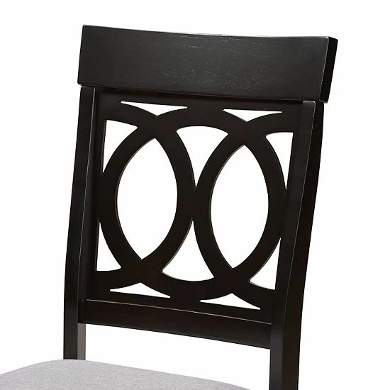 Baxton Studio Lucie Dining Chair 2-piece Set Gray Dark Brown 4 Baxton Studio Lucie Dining Chair 2-piece Set Gray Dark Brown - Image 4