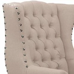 Baxton Studio Knuckey Nailhead Linen Wing Arm Chair Beige -Baxton Studio Sales unnamed file 8511