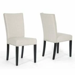 Baxton Studio Harrowgate 2-Piece Linen Dining Chair Set